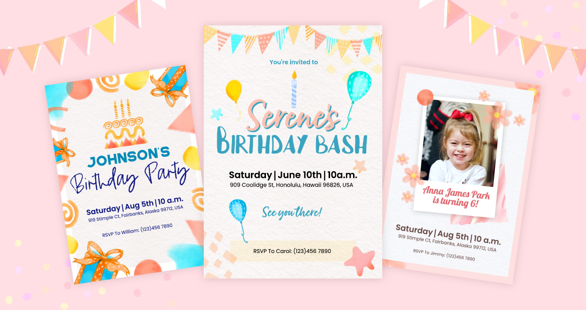 Birthday Invitation Templates flat lay