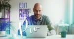 Guy editing product photos in a laptop