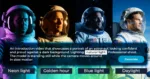 Why top creators and brands are adopting AI video tools A comparison of four astronauts under different lighting effects—neon light, golden hour, blue light, and daylight—used to demonstrate how AI Video Generation can create cinematic lighting variations for professional video scenes.
