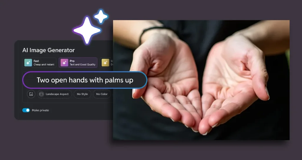 Two open hands held forward with palms facing up against a dark background.